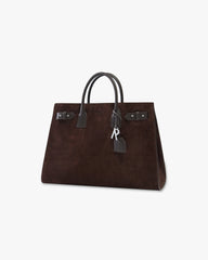 Suede Leather Tote Bag - Brown