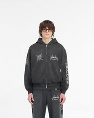 Represent X Metallica Local Crew Zip Hoodie - Stained Black