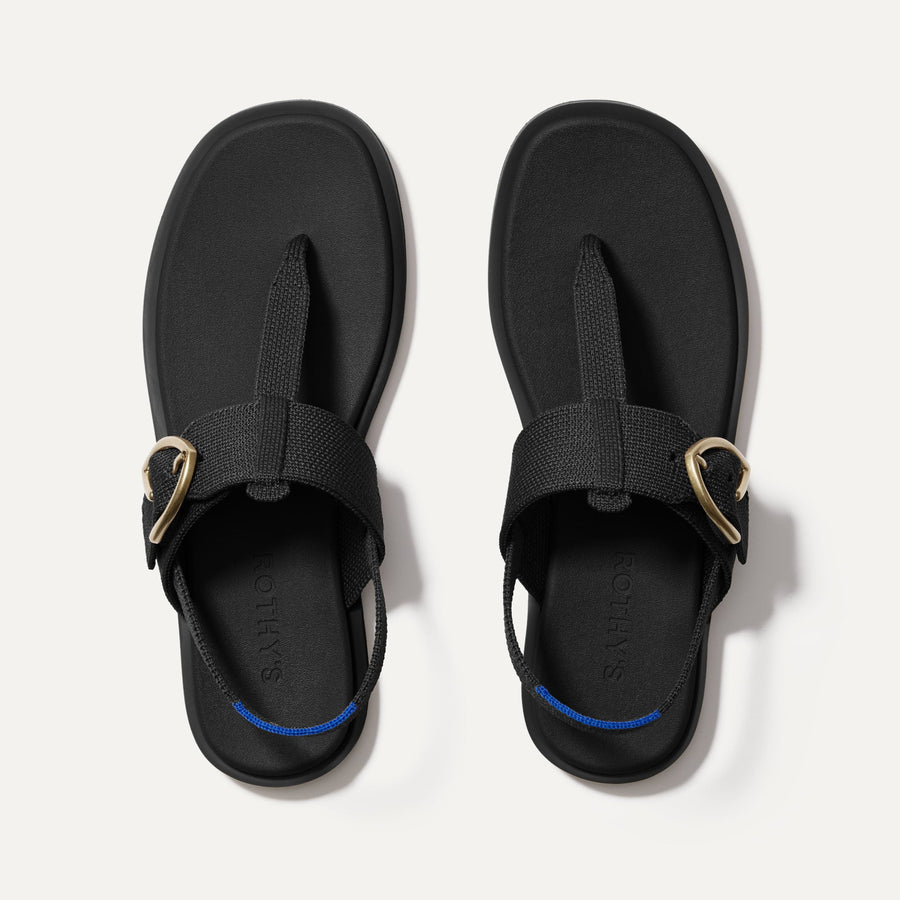 The T–Strap Sandal - Black