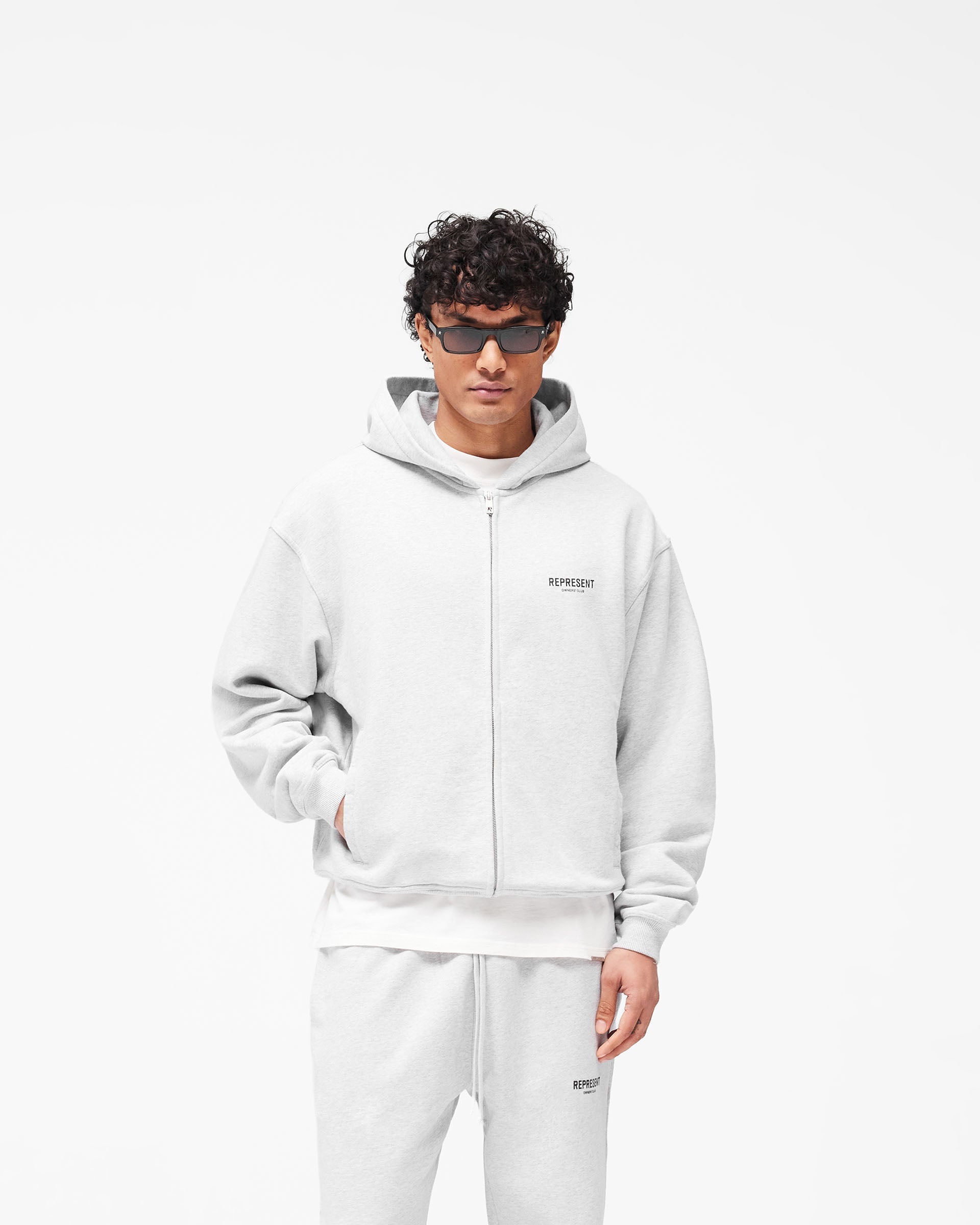 Represent Owners Club Zip Hoodie - Ash Grey