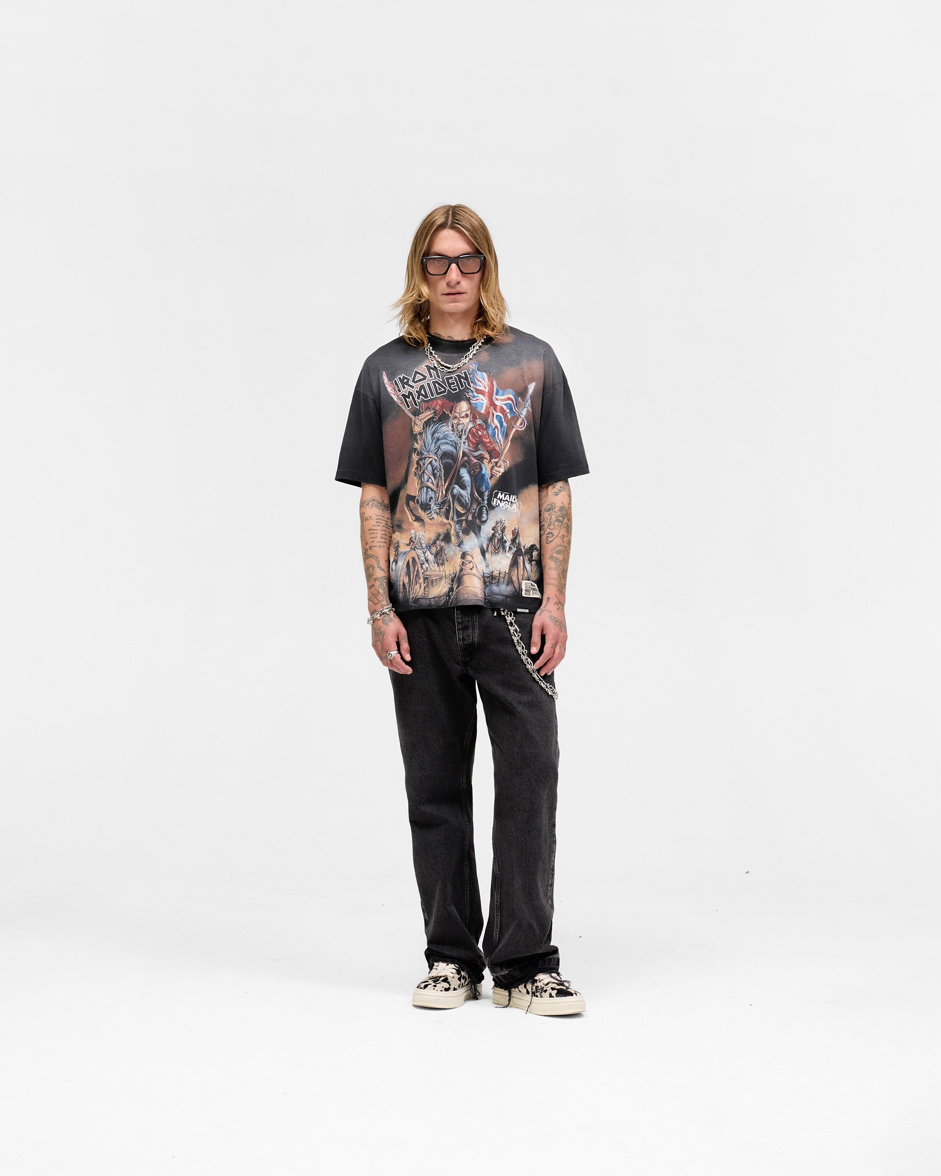 Represent X Iron Maiden Steed T-Shirt - Stained Black