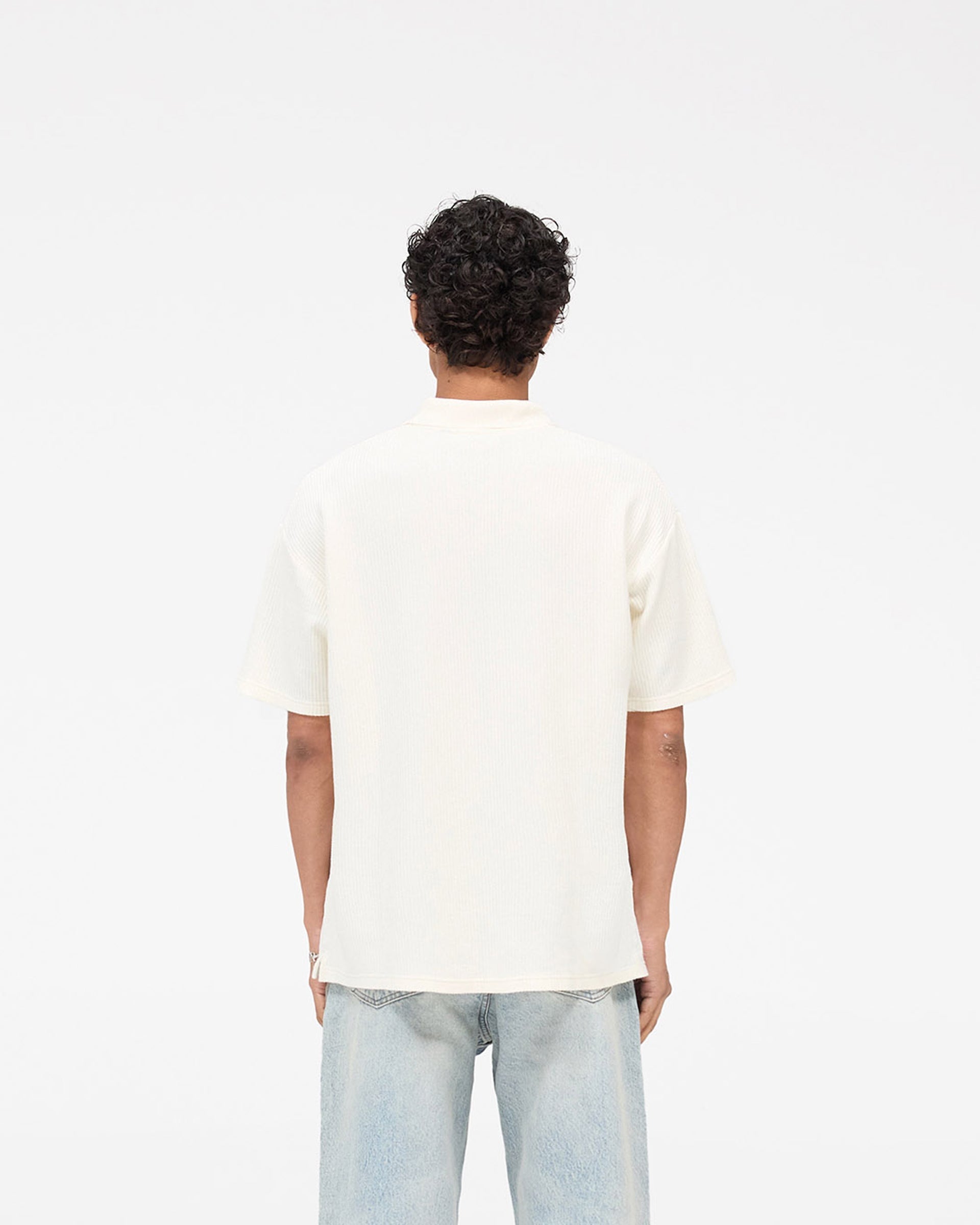 Ribbed Polo - Aged White