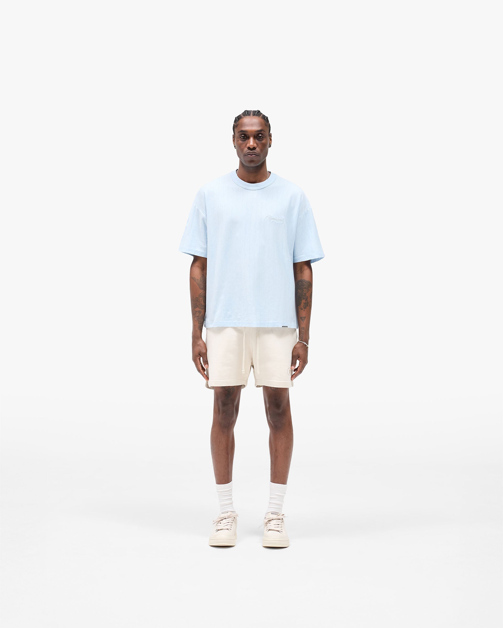 Slub Script T-Shirt - Ice Blue